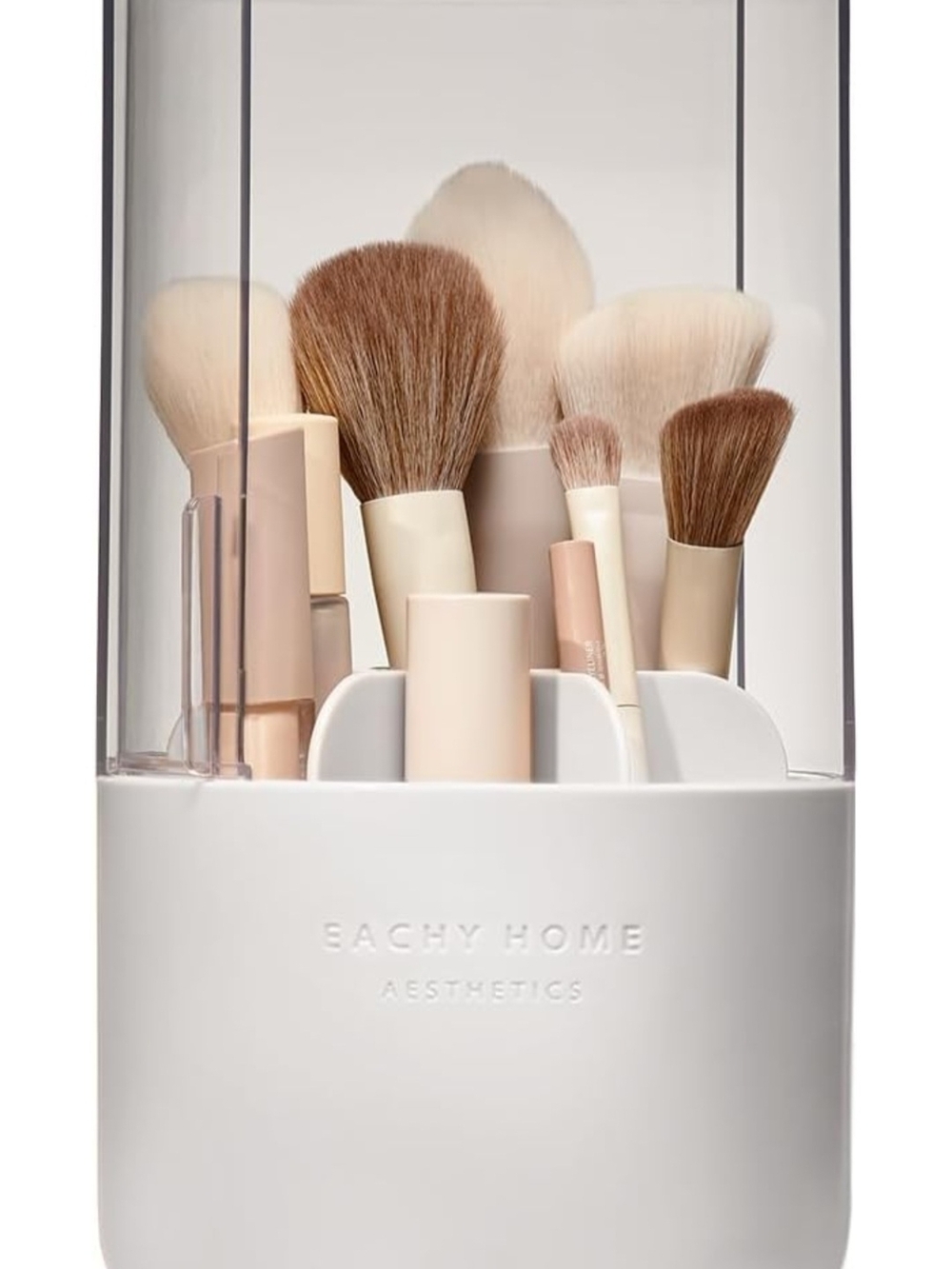 EACHY Makeup Brush Holder 360° Rotating with Dustproof Lid, Waterproof Material